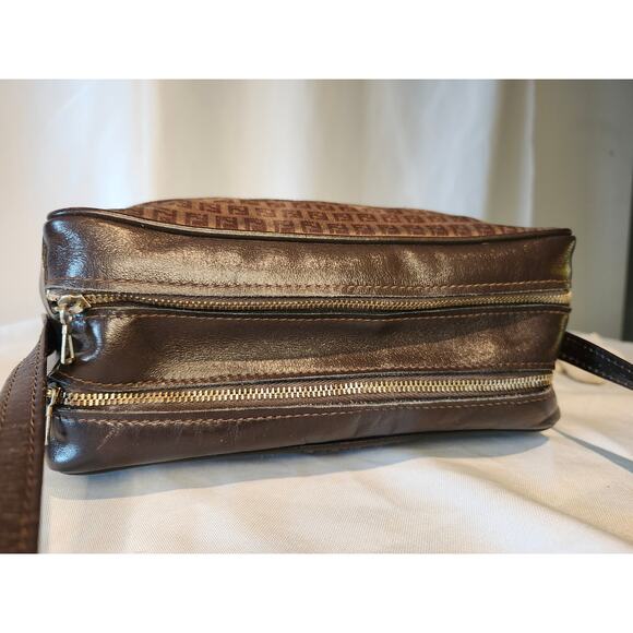 SOLD Fendi Suede and Leather Zucchino FF Logo Crossbody Bag Brown Made in Italy - Picture 14 of 16